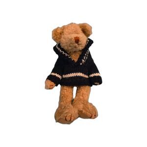 Vtg 1993 Jointed Ty Brown Bear Wearing Winter Sweater Pre-owned Stuffed Animal